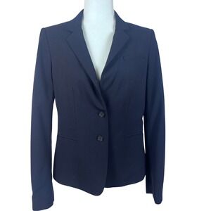 Ann Taylor Navy Blue‎ Blazer Suit Jacket Career Business Size 8 (I677)